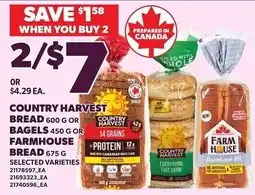 Loblaws Country Harvest bread or bagels or Farmhouse bread offer