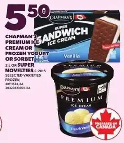 Independent Grocer Chapman's premium ice cream or frozen yogurt or sorbet offer