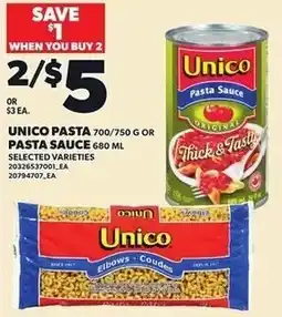 Loblaws Unico pasta pasta or pasta sauce offer