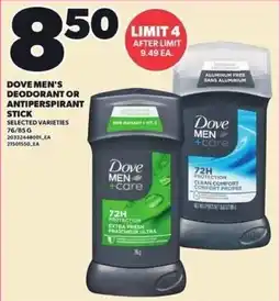 Independent Grocer Dove men's deodorant or antiperspirant stick offer
