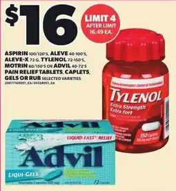 Independent Grocer Aspirin Aleve Tylenol Motrin Advil offer