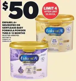 Independent Grocer EnfamilA+ NeuroPro or Gentlease baby formula powder offer