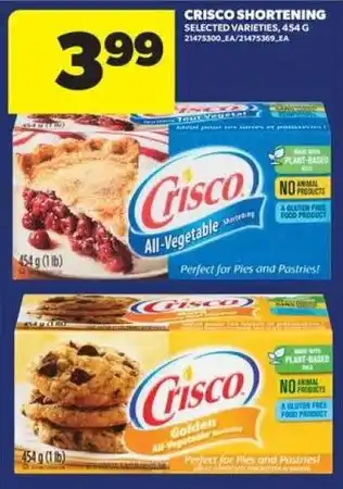 Crisco shortening selected varieties