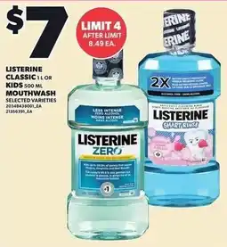 Loblaws Listerine classic 1 lor kids mouthwash offer