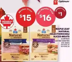 Loblaws Maple Leaf natural selections sliced meats offer