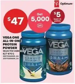 Loblaws Optimum Vega One All-In-One Protein Powder Selected Varieties offer
