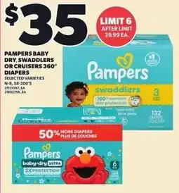 Loblaws Pampers baby dry swaddlers or cruisers 360 diapers offer