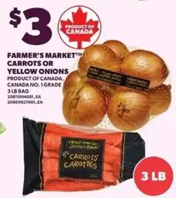 Loblaws Farmer's Market carrots or yellow onions offer