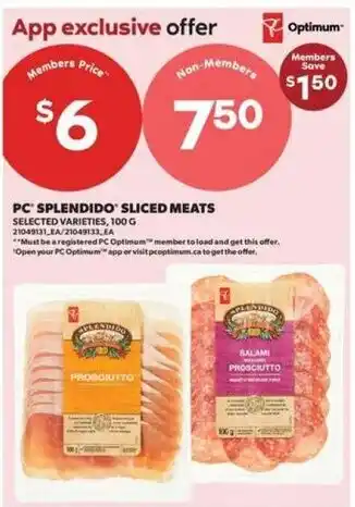 PC Splendido sliced meats