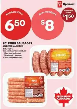 Real Canadian Superstore PC pork sausages offer