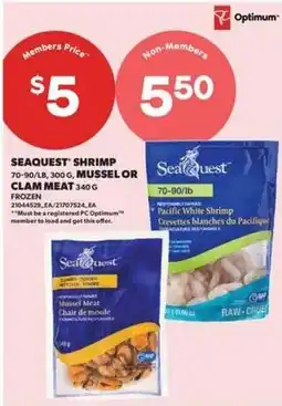 Real Canadian Superstore Seaquest shrimp mussel or clam meat offer