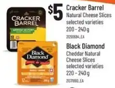 Independent Grocer Cracker Barrel Natural Cheese Slices selected varieties offer