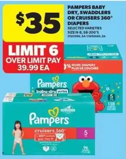 Real Canadian Superstore Pampers baby dry, swaddlers or cruisers 360 diapers offer