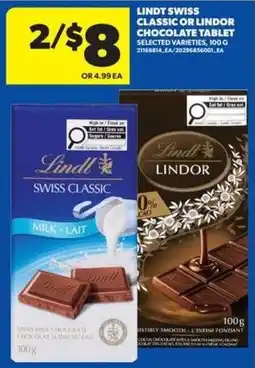 Real Canadian Superstore Lindt swiss classic or lindor chocolate tablet offer