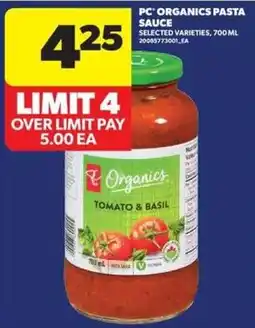 Real Canadian Superstore PC Organics pasta sauce offer