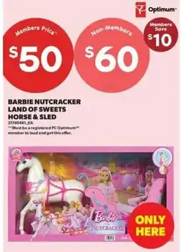 Real Canadian Superstore Barbie nutcracker land of sweets horse & sled offer