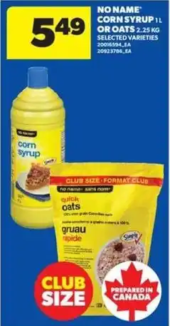 Real Canadian Superstore No Name corn syrup offer