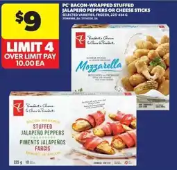 Real Canadian Superstore PC bacon wrapped stuffed jalapeño peppers or cheese sticks offer