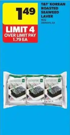 Real Canadian Superstore T&T Korean T&O Roasted Seaweed Laver offer
