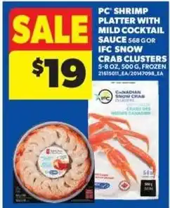 Real Canadian Superstore PC shrimp platter with mild cocktail sauce offer
