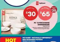 Real Canadian Superstore PC 12 piece ridge dinnerware offer