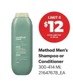 Real Canadian Superstore Method Men's Shampoo or Conditioner offer