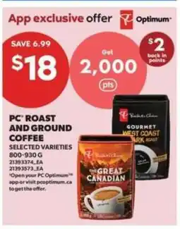 Real Canadian Superstore PC Roast and Ground Coffee offer