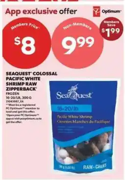 Real Canadian Superstore Seaquest Colossal Pacific White Shrimp Raw Zipperback offer