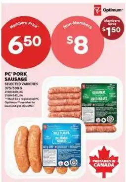 Real Canadian Superstore PC Pork Sausage offer