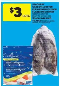Real Canadian Superstore Seaquest Crab or Lobster Flavoured Pollock Flakes or Chunks offer