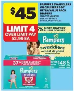 Real Canadian Superstore Pampers Swaddlers or Cruisers 360° ultra value pack diapers offer