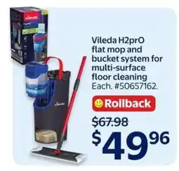 Walmart Vileda H2prO flat mop and bucket system offer