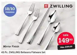 Kitchen Stuff Plus 45 Pc. ZWILLING Bellasera Flatware Set offer