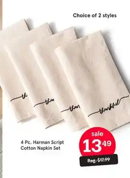 Kitchen Stuff Plus 4 Pc. Harman Script Cotton Napkin Set offer
