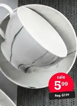 Kitchen Stuff Plus KSP MARBLE PORCELAIN CAPPUCINO CUP 660 ML WHITE/GREY offer