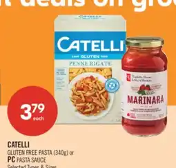 Shoppers Drug Mart CATELLI GLUTEN FREE PASTA (340g) or PC PASTA SAUCE offer