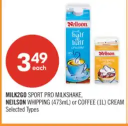 Shoppers Drug Mart MILK2GO SPORT PRO MILKSHAKE, NEILSON WHIPPING (473mL) or COFFEE (1L) CREAM offer