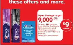 Shoppers Drug Mart Crest 3DWhite Toothpaste, 3DWhite Mouthwash & Whitestrips offer