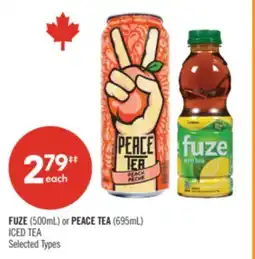 Shoppers Drug Mart FUZE (500mL) or PEACE TEA (695mL) offer