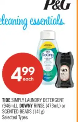 Shoppers Drug Mart TIDE SIMPLY LAUNDRY DETERGENT (946ml), DOWNY RINSE (473ml) or SCENTED BEADS (141g) offer