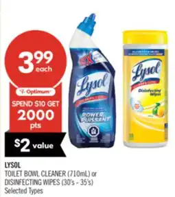 Shoppers Drug Mart LYSOL TOILET BOWL CLEANER (710mL) or DISINFECTING WIPES (30's - 35's) offer