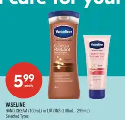 Shoppers Drug Mart VASELINE HAND CREAM (100mL) or LOTIONS (100mL - 295mL) offer