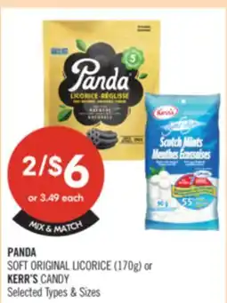 Shoppers Drug Mart PANDA SOFT ORIGINAL LICORICE (170g) or KERR'S CANDY offer
