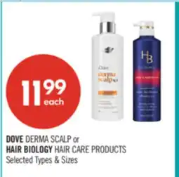 Shoppers Drug Mart DOVE DERMA SCALP or HAIR BIOLOGY HAIR CARE PRODUCTS offer