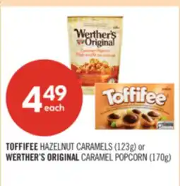 Shoppers Drug Mart TOFFIFEE HAZELNUT CARMELS (123g) or WERTHER'S ORIGINAL CARAMEL POPCORN (1.70g) offer