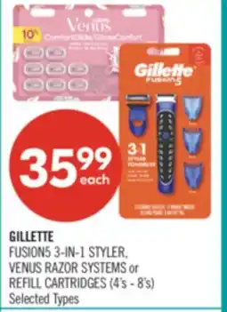 Shoppers Drug Mart GILLETTE FUSION5 3-IN-1 STYLER, VENUS RAZOR SYSTEMS or REFILL CARTRIDGES (4's - 8's) offer