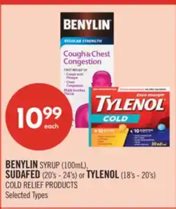 Shoppers Drug Mart BENYLIN SYRUP (100mL), SUDAFED (20's - 24's) or TYLENOL (18's - 20's) COLD RELIEF PRODUCTS offer