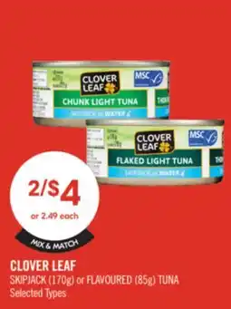 Shoppers Drug Mart CLOVER LEAF SKIPJACK (170g) OR FLAVOURED (85g) TUNA offer