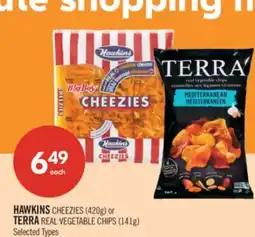 Shoppers Drug Mart HAWKINS CHEEZIES (420g) or TERRA REAL VEGETABLE CHIPS (141g) offer