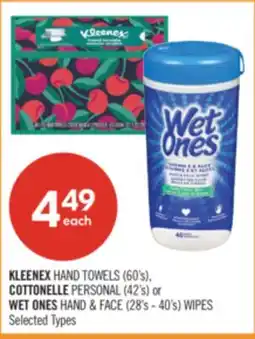 Shoppers Drug Mart KLEENEX HAND TOWELS (60's), COTTONELLE PERSONAL (42's) or WET ONES HAND & FACE (28's - 40's) WIPES offer